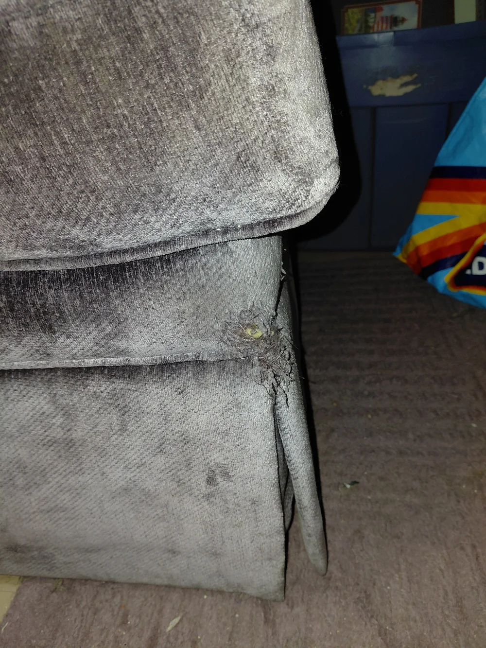 Gray Velvet Armchair -